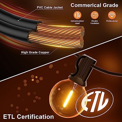 GPATIO Outdoor String Lights - 30FT Waterproof Patio Lights with 15+1 Dimmable Globe Bulbs 2700k Shatterproof for Backyard Gazebo Porch Garden - Image 3