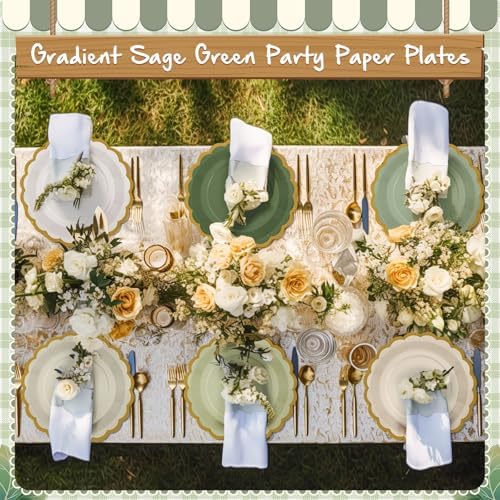 Paper Plates 9 Inch, Sage Green, 48 - Image 5