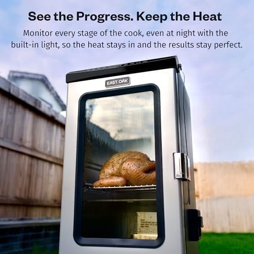 EAST OAK 30" Electric Smoker for Outdoors | Built-in Meat Probe Up to 6× Longer Smokes on a Single Load | Side Chip Loader for Smoking | Bigger Batches with 725 sq in Cooking Area, Mist Silver - Image 6