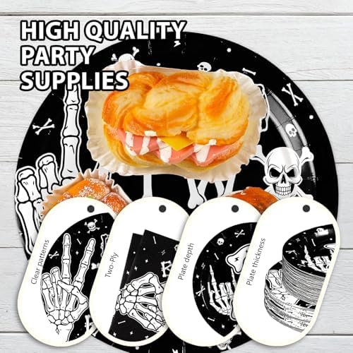 168Pcs Bad Two The Bone Birthday Party Supplies for Halloween Serves 24 - Image 3