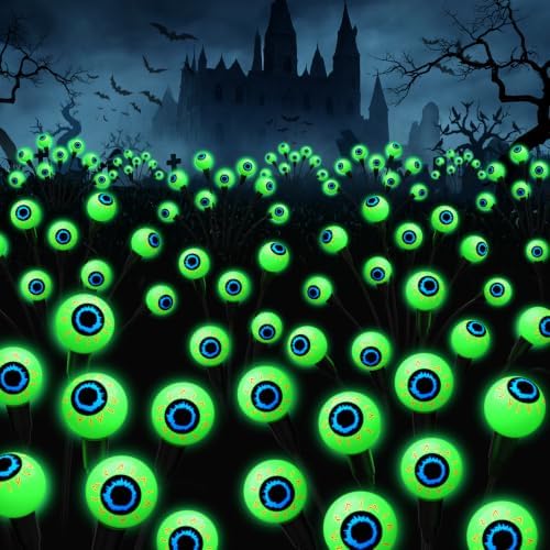 Halloween Decorations Outdoor, 8Pack 64 LEDs Solar Eyeball Lights by Cnuoky