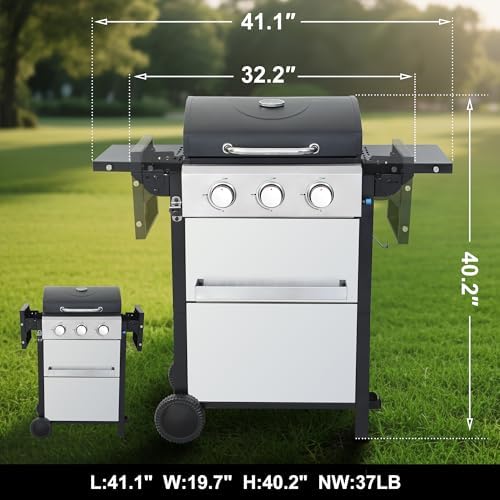 3-Burner Stainless Steel Propane Gas Grill - Image 2