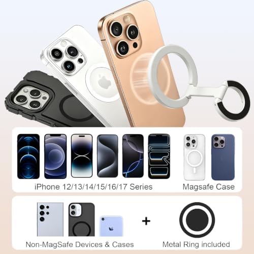 Magnetic Phone Ring for MagSafe Dual-Sided Magnetic Phone Grip Magnet Phone Stand Grip Compatible with iPhone 17/16/15/14/13 Pro Max Plus Mag Safe Accessory for Car Mounts (White) - Image 5
