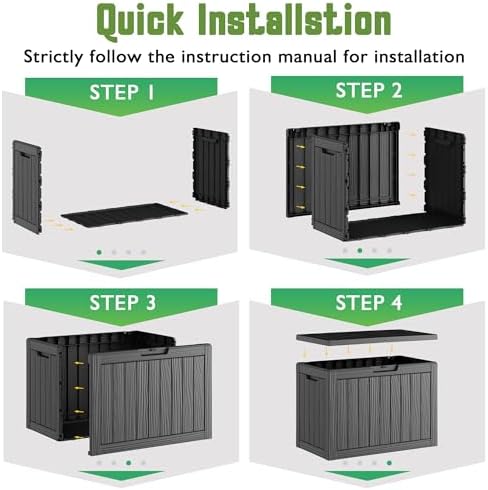 Outdoor Storage Waterproof Deck Box for Patio (50 Gallon, Black) - Image 6
