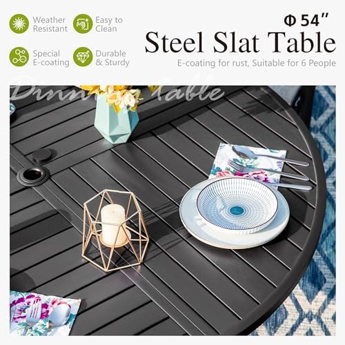 Sophia & William 7 Pcs Patio Dining Set, 54'' Round Table & Swivel Chairs - Image 5