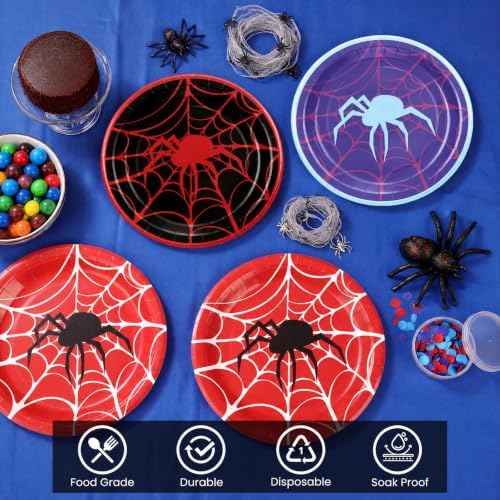 Havawish 144 Pcs Spider Paper Plates Birthday Party Decorations 7'' 9'' - Image 4