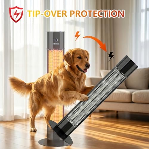 Portable Outdoot Electric Heater, Infrared Patio Heater for Outdoor/Indoor Use, garage heater electric, 1500W, BLACK - Image 6