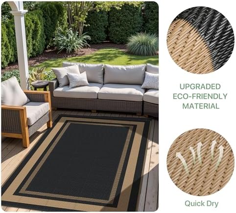GENIMO Outdoor Rug, Waterproof Plastic Rugs for Patio, 6'x9' Mocha Brown - Image 5