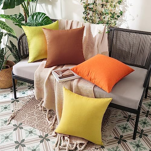 MIULEE Decorative Outdoor Pillow Covers Fall 12x12 Bright Orange - Image 5