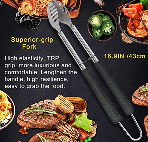 POLIGO 7PCS Golf-Club Style BBQ Tool Set Grilling Tools with Rubber Handle - Stainless Steel Grill Accessories for Outdoor Grill Set Premium Grill Utensils Set Fathers Day Birthday Gifts for Men Black - Image 6