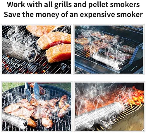 Smoke Tube for Pellet Smoker, 12'' Smoker Tube for Pellet Grill - Hot or Cold Smoker Accessories for Electric Gas Charcoal Grilling, Premium Stainless Steel Portable Barbecue Smoking Tube, Bonus Brush - Image 4