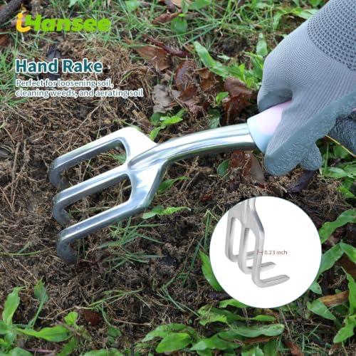Pink Garden Tool Sets 4-Piece, Aluminum Gardening Hand Tool Kit - Image 4