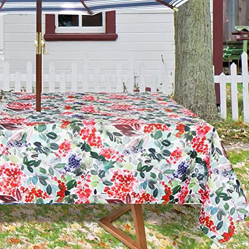 EHouseHome Outdoor Indoor 60x84 inch Round Tablecloth with Umbrella Hole and Zipper, Waterproof Zippered Patio Table Cloths, Spring/Summer Table Covers for Backyard Circular Table/BBQs/Picnic - Image 3
