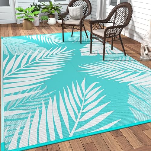 GENIMO Outdoor Rug, Waterproof Plastic Rugs for Patio, 6'x9' Navy White by GENIMO