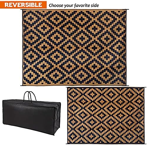 SAND MINE Reversible Mats, Plastic Straw Rug, Modern Area Rug, Large Floor Mat and Rug for Outdoors, RV, Patio, Backyard, Deck, Picnic, Beach, Trailer, Camping, Black & Brown, 9' x 12' - Image 3