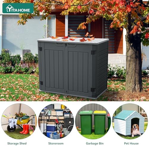 YITAHOME Outdoor Resin Storage Sheds, 39 in Height Lockable Waterproof Horizontal Shed w/o Shelf, Easy to Assemble Shed Storage for Garden Tools, Dark Gray - Image 3