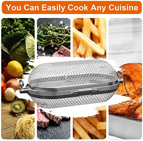 MixRBBQ Rotisserie Basket Grill Accessories, Stainless Steel Rotisserie Baskets for Napoleon 64000 Outdoor Grill, Universal Fits for Kabobs French Fries Veggies Fits - Image 4