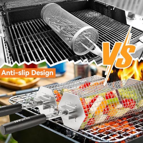 Grill Baskets Set, 2 PCS Stainless Steel Grill Baskets - Image 4