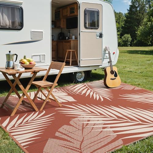 GENIMO Outdoor Rug, Waterproof Plastic Rugs for Patio, 9'x12' Brick Red - Image 5