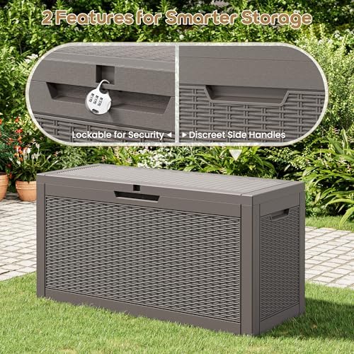 KAMABOKO 80 Gallon Outdoor Storage Box Waterproof Deck Box for Patio - Image 4