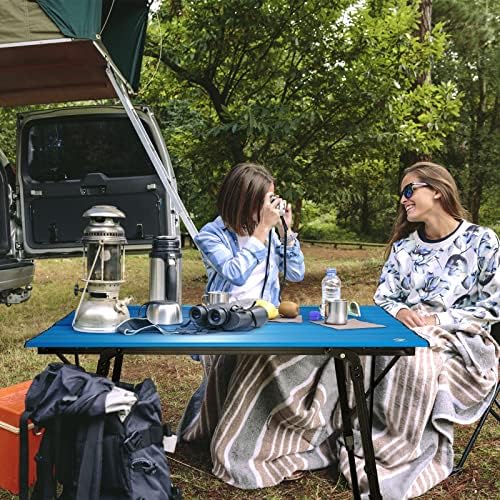 VILLEY Portable Camping Table with Adjustable Legs, Aluminum Folding Table - Image 2