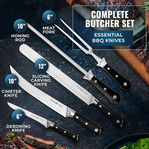 Cutluxe Butcher Knife Set, 5-Piece Slicing Carving Knives for Meat Cutting - Image 2