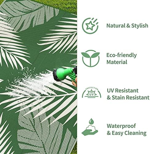 GENIMO Outdoor Rug, Waterproof Plastic Rugs for Patio, 6'x9' Dark Green - Image 6