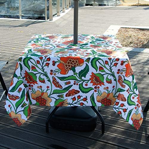 EHouseHome Outdoor Indoor 60inch SquareTablecloth with Umbrella Hole and Zipper, Waterproof Zippered Patio Table Cloths, Spring/Summer Table Covers for Backyard Circular Table/BBQs/Picnic - Image 4