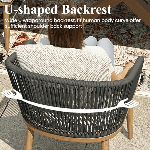 LayinSun 9 Pieces Outdoor Patio Dining Set, Aluminium Rectangular Dining Table and Wicker Rattan Chairs Set for Outside Backyard, Poolside - Image 3