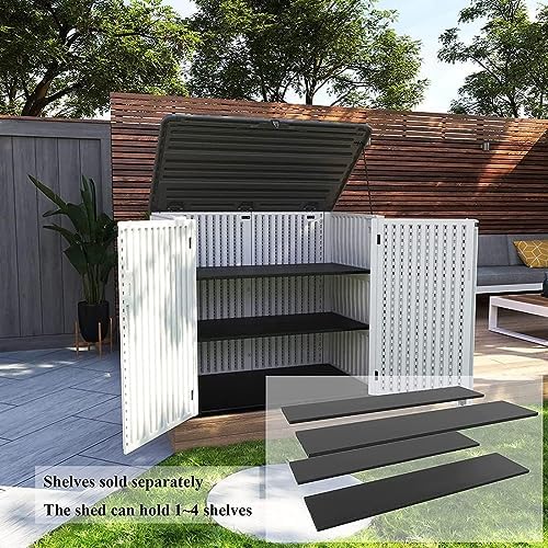 KINYING Horizontal Outdoor Storage Shed,47 Cu.ft Resin Outdoor Storage Cabinet Waterproof for Garden/Patio/Backyards - Image 5