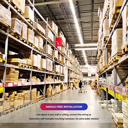 ANTLUX 8FT LED Shop Lights 110W [6-lamp T8 Fluorescent Equiv.], 12000LM, 5000K, Compact Commercial Grade 8 Foot LED Strip Lights for Warehouse Garage, Suspended and Flush Mount Ceiling Light, 8 Pack - Image 3