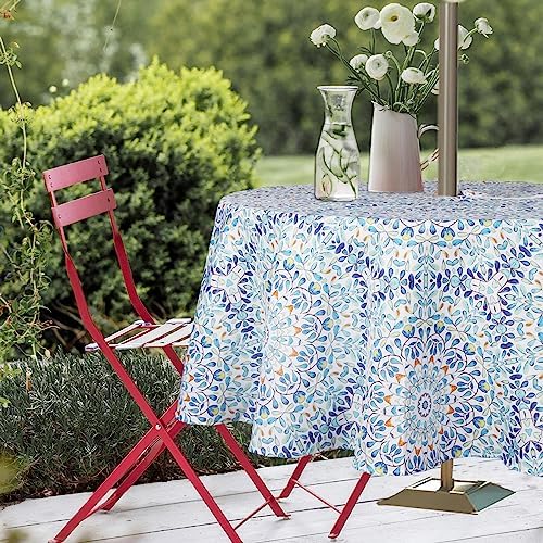 EHouseHome Outdoor and Indoor 60inch Round Tablecloth with Umbrella Hole and Zipper, Waterproof Zippered Patio Cloths, Spring/Summer Table Covers for Backyard Circular Table/BBQs/Picnic - Image 4