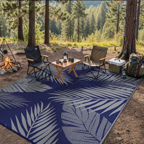 GENIMO Outdoor Rug, Waterproof Plastic Rugs for Patio, 9'x12' Blue Grey - Image 6
