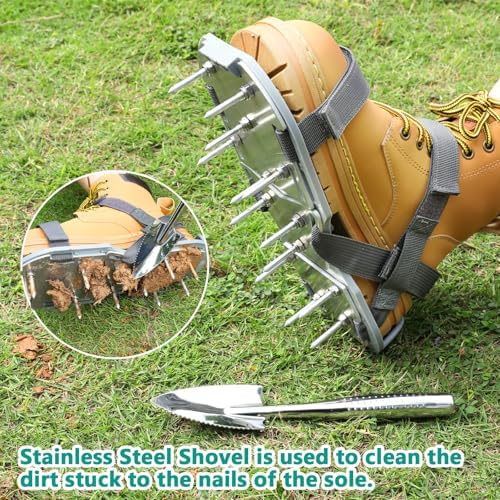 Lawn Aerator Shoes for Grass - Pre-Assembled Grass Aerator Shoes for Lawn - Soil Yard Aerator Tool for Aerating Patio Garden, Gray, Medium Size - Image 6