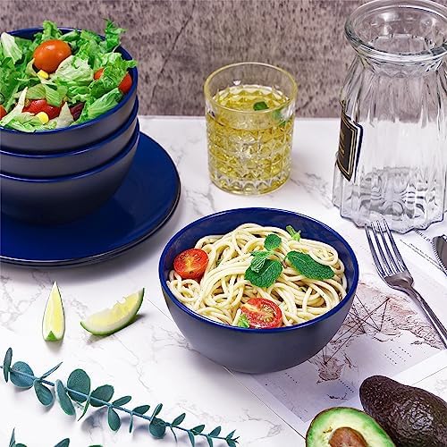 TP 12-Piece Melamine Dinnerware Sets, Service for 4, Black&Blue - Image 6
