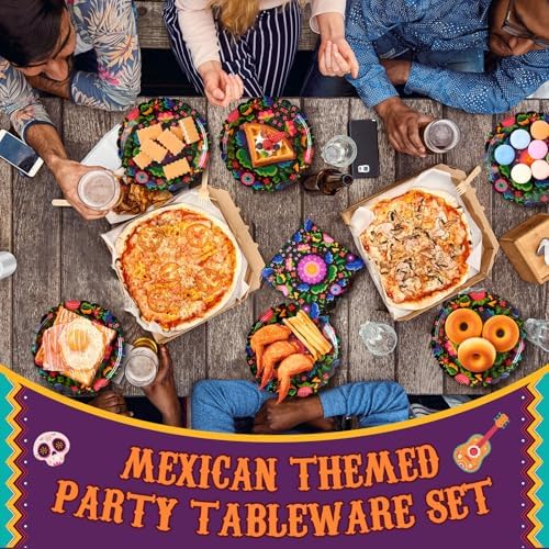 Roshtia 120 Pcs Day of the Dead Plates and Napkins Set, Mandala - Image 4