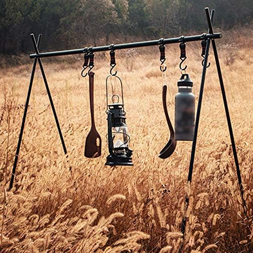 Ultralight Camping Hanging Rack,Cookware Hanging Rack,Outdoor Camping Portable Storage Hook Hanging Rack Folding Tripod Barbecue Tool Bracket - Image 7