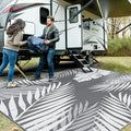 GENIMO Outdoor Rug, Waterproof Plastic Rugs for Patio, 10'x10' Grey White by GENIMO