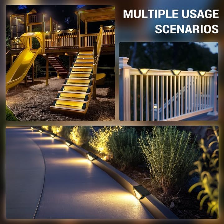 PATIOWIN 20 Pack Solar Step Lights for Outside, 24 LEDs Solar Stair Lights Waterproof IP65, Solar Deck Lights Outdoor Decor for Garden, Porch, Pathway, Patio, Fence, Balcony - Image 2