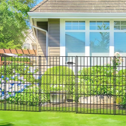 Metal Garden Fence with Gate 40 in x 11.7 ft, Dog Fence Outdoor for Yard - Image 6
