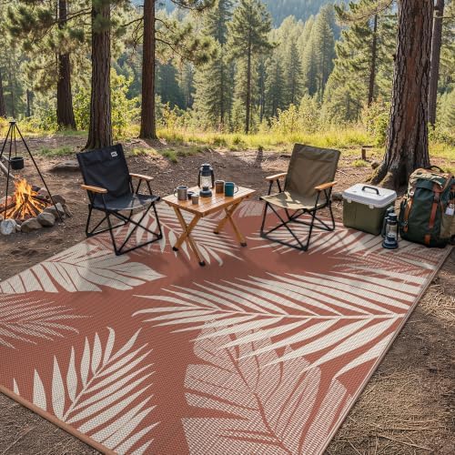 GENIMO Outdoor Rug, Waterproof Plastic Rugs for Patio, 9'x12' Brick Red - Image 6