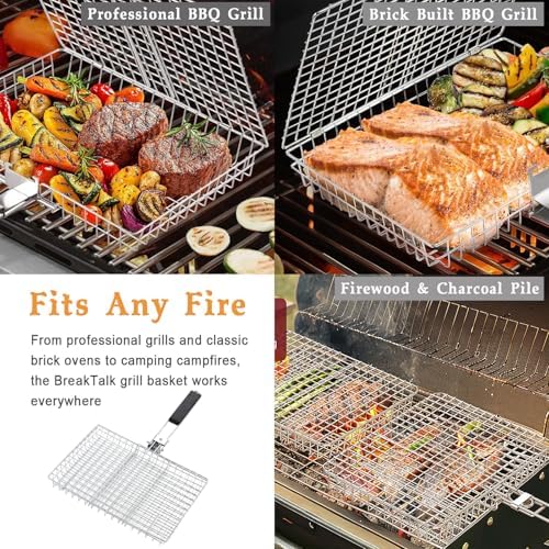 Deep BBQ Grill Basket, Lockable Grilling Basket with Basting Brush - Image 6