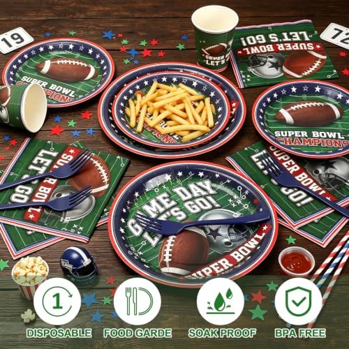 Football Paper Plates and Napkins 120Pcs Football Party Supplies Serves 24 - Image 4