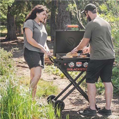 BLACKSTONE 22” On The Go Scissor-Leg Griddle with Two Burners -Stainless Steel Gas Griddle with Hood, Wheels, Side Shelf –Heavy Duty Outdoor Stainless Steel Griddle for Backyard, Patio Camping –1935 - Image 7