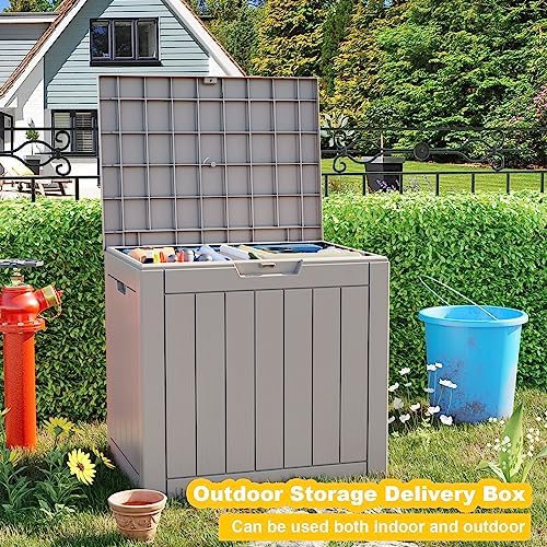 36 Gallon Outdoor Deck Box, Lockable Waterproof Outdoor Storage Boxes For Garden Tools,Indoor Cushions,Accessories Outside Storage Resin Weatherproof Container(Grey) - Image 5