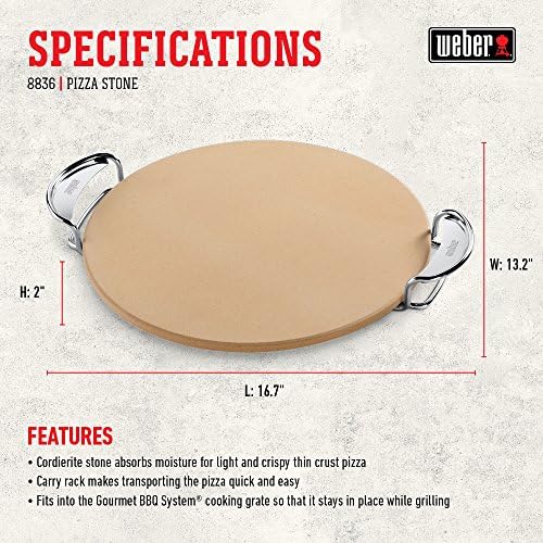 Weber® Gourmet BBQ System Pizza Stone with Carry Rack, 16.7" - Image 4