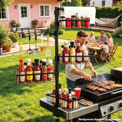 Griddle Caddy for Blackstone Grill Accessories - Flat Top BBQ & Grilling Caddy with Paper Towel Holder - Gifts for Dad, Camper & Outdoor Kitchen - Image 4