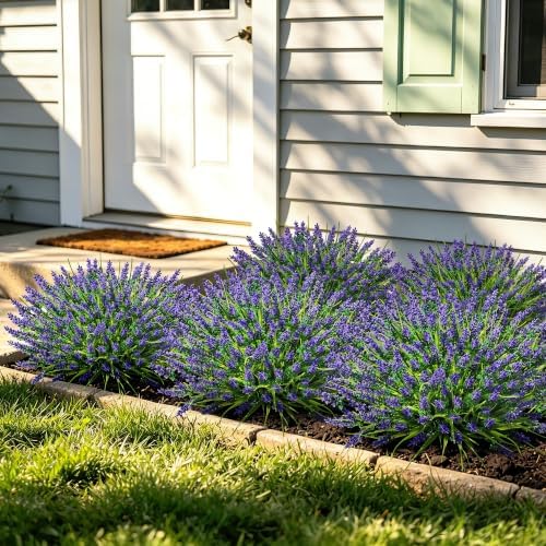 24 Bundles Faux Outdoor Plants, UV Resistant Artificial Fake Lavender Flowers with Monkey Grass for Outdoors, Realistic Faux Lavender Greenery Shrubs for Porch Yard Garden Window Box Home Decor - Image 7