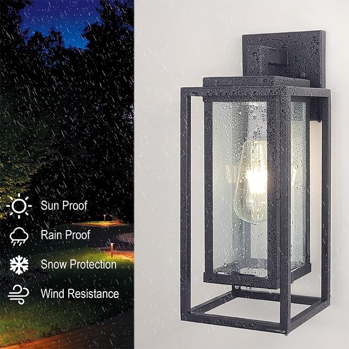 14" Double Cage Outdoor Wall Light, 2Pack Exterior Lantern Sconce - Image 4