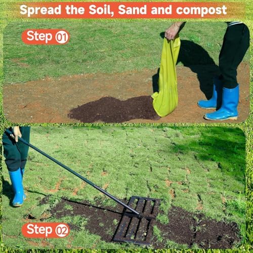 Lawn Leveling Rake, 30x10 Stainless Steel Leveler with 78" Handle - Image 6